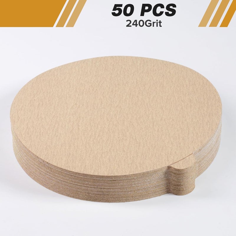 Shawya PSA Sanding Discs 50 PCS 6 Inch 240 Grit Self Adhesive Sticky-Back Sandpaper for DA Sander Finishing Abrasive Sand Paper Woodworking Wood Metal Sanding Disc - Image 2